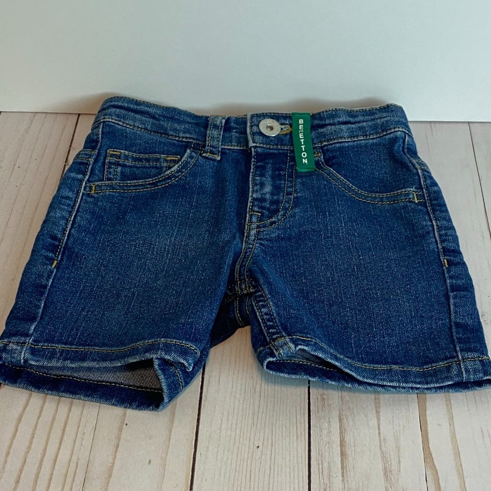 BENETTON Toddler Blue Denim Shorts Boys size 12M Dark Wash Blue